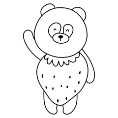 cute panda in strawberry costume, Cartoon character, Kawaii Animals and strawberry