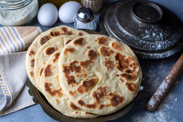 Turkish style homemade bread Bazlama