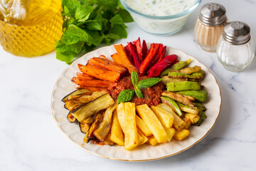Turkish style mixed vegetable fried (Karisik Kizartma)