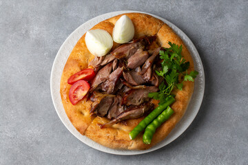 Delicious meat dish from Turkish cuisine; Konya oven kebab, tandoori kebab. Turkish name; Konya furun or firin kebabi, tandir kebabi