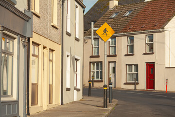Unknown Ireland concept. View to town centre of Bruff, County Limerick, Ireland. Sunny weather. Postcard style. Outdoor shot