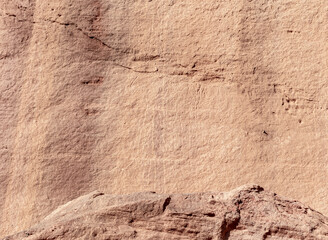 Well-preserved  drawings depicting the pharaoh Ramses and goddess Hatshepsut carved on rock surface by people during the time of King Solomon in the national park Timna, near the city of Eilat, Israel