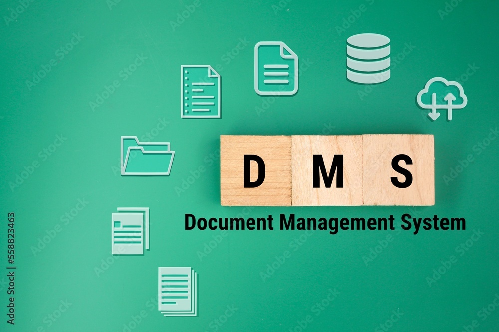 Poster file icons are arranged into folders. concept document management system or dms. software for archiv