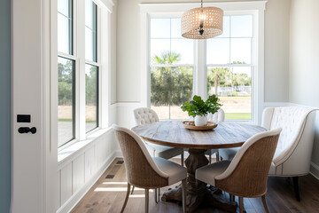 Ponte Vedra Beach, Florida, United States January 19, 2020 A little dining room with a window. Generative AI