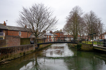 Fototapeta na wymiar Beautiful view around Westgate Garden and Great Stour River in Canterbury near Westgate Towers and Museum during winter in Canterbury , United Kingdom : 4 March 2018