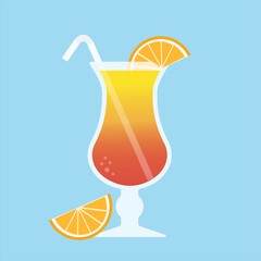 Sex on the beach cocktail. Vector illustration