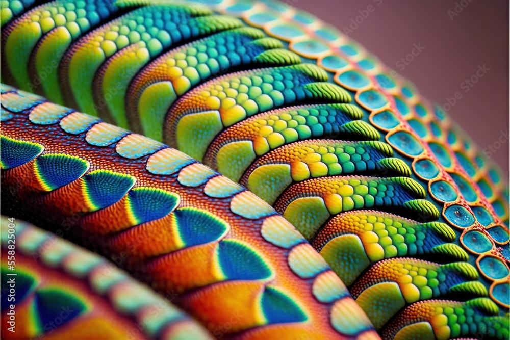 Poster a close up of a colorful object with a pattern on it's surface and a circular design on the side of 