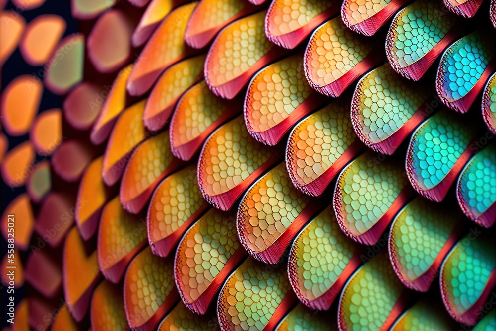 Poster a colorful wall with a pattern of curved shapes on it's side and a black background with a red borde