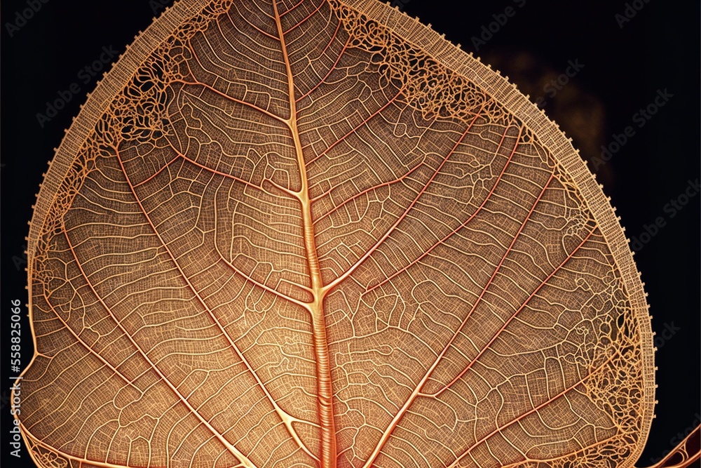 Poster a leaf with a brown vein on it's side is shown in a close up picture of the underside of a leaf with
