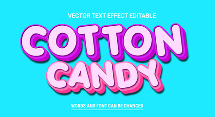 Cotton candy 3d editable text effect vector template