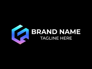 Hexagonal grid lettering logo with letter fg logo concept, letter f logo mark