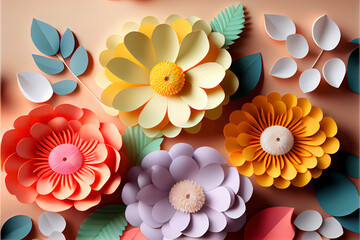 Colorful Paper Flower Wallpaper Spring Summer Background