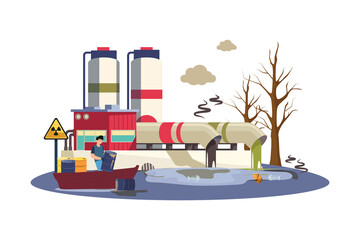 Water Pollution Illustration concept on white background