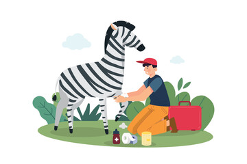 Caring For Animals Illustration concept on white background