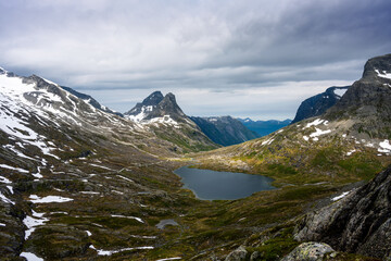 Mountain landscape in Reinheimen National Park in Norway