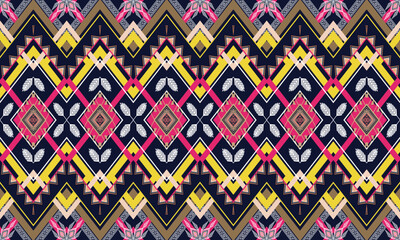 Abstract geometric ethnic pattern design for clothing, fabric, background, wallpaper, wrapping, batik. Knitwear, Pixel pattern, Embroidery style. Vector illustration