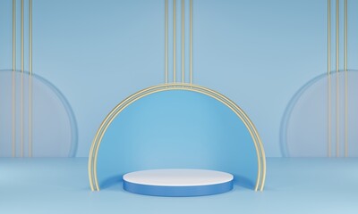 podium white and blue transparent circle background product display fashion 3d rendering