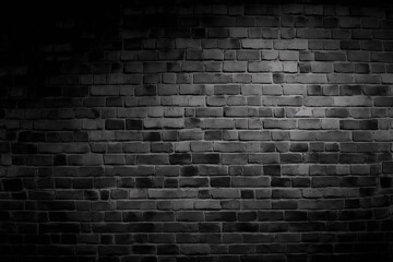 Brickwork background for design with a black brick wall texture. Generative AI