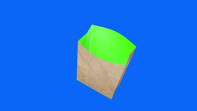 4K ANIMATED BROWN PAPER BAG in Green and Blue Key. Made with After Effects and C4D