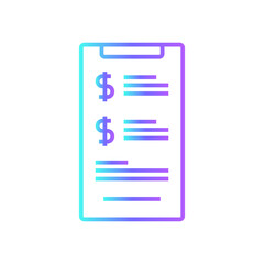 Billing Notification Fintech startup icon with blue gradient outline style
