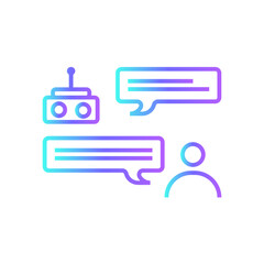 Chatbot Fintech startup icon with blue gradient outline style