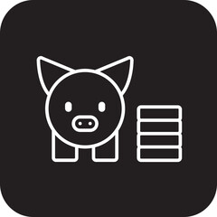 Piggy Bank Fintech startup icons with black filled line style