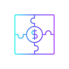 Financial Strategy Fintech startup icons with blue gradient outline style