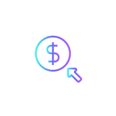 Pay Per Click Fintech startup icons with blue gradient outline style