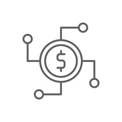 FINTECH Fintech startup icon with black outline style