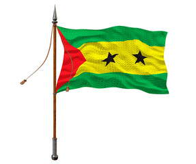 National flag of Sao tome and principe. Background  with flag of Sao tome and principe.