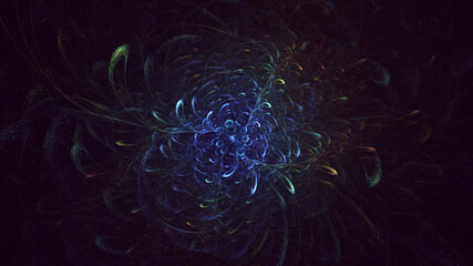 3D rendering abstract multicolor fractal light background