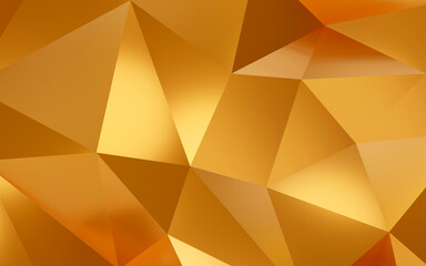 Fototapeta premium Abstract geometric gold color background, polygon, low poly pattern. 3d render illustration.