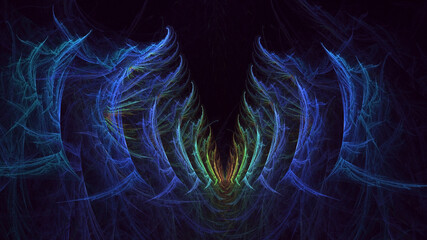 3D rendering abstract multicolor fractal light background