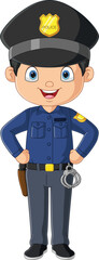 Cartoon young officer policeman standing