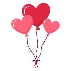 Fototapeta na wymiar Red heart shaped balloons decoration element for Valentine's Day or Wedding