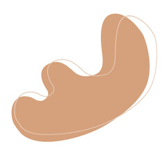 Abstract shape brown blob and line art.	