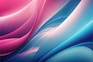 Bright abstract background with blue and pink waves and streaks. Dynamic movement and mixing of colors, neon. AI