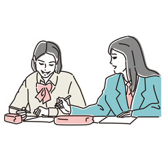 勉強に集中する女子高生　受験生