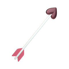 3d arrow with heart icon. Concept of Cupid love , Valentines day, Wedding invitation. 3d high quality isolated render