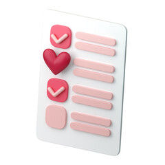 3d checkbox list hearts icon
