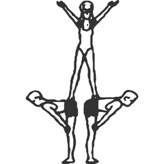 Human Pyramids Vintage Illustration Vector