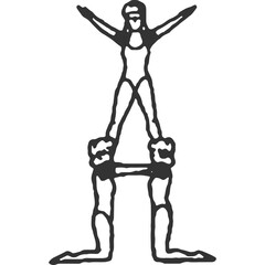 Human Pyramids Vintage Illustration Vector