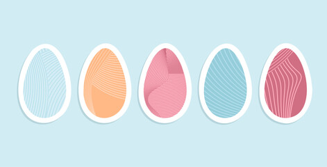 set of colorful wavy easter eggs  stickers