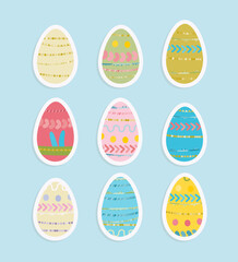 set of colorful floral easter eggs  stickers