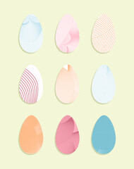 set of colorful wavy pattern easter eggs   