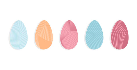 set of colorful wavy pattern easter eggs   