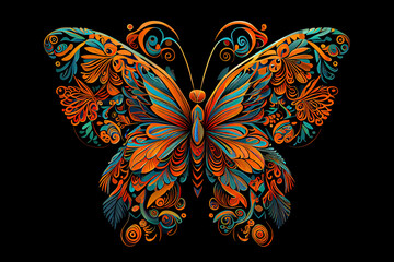 Fototapeta na wymiar butterfly ethnic ornamental ornaments painting
