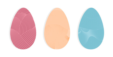 set of colorful wavy pattern easter eggs   