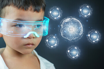 little boy looking at the world exploring the world learning.