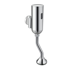 Urinal flush valve, metallic chrome, realistic vector illustration
